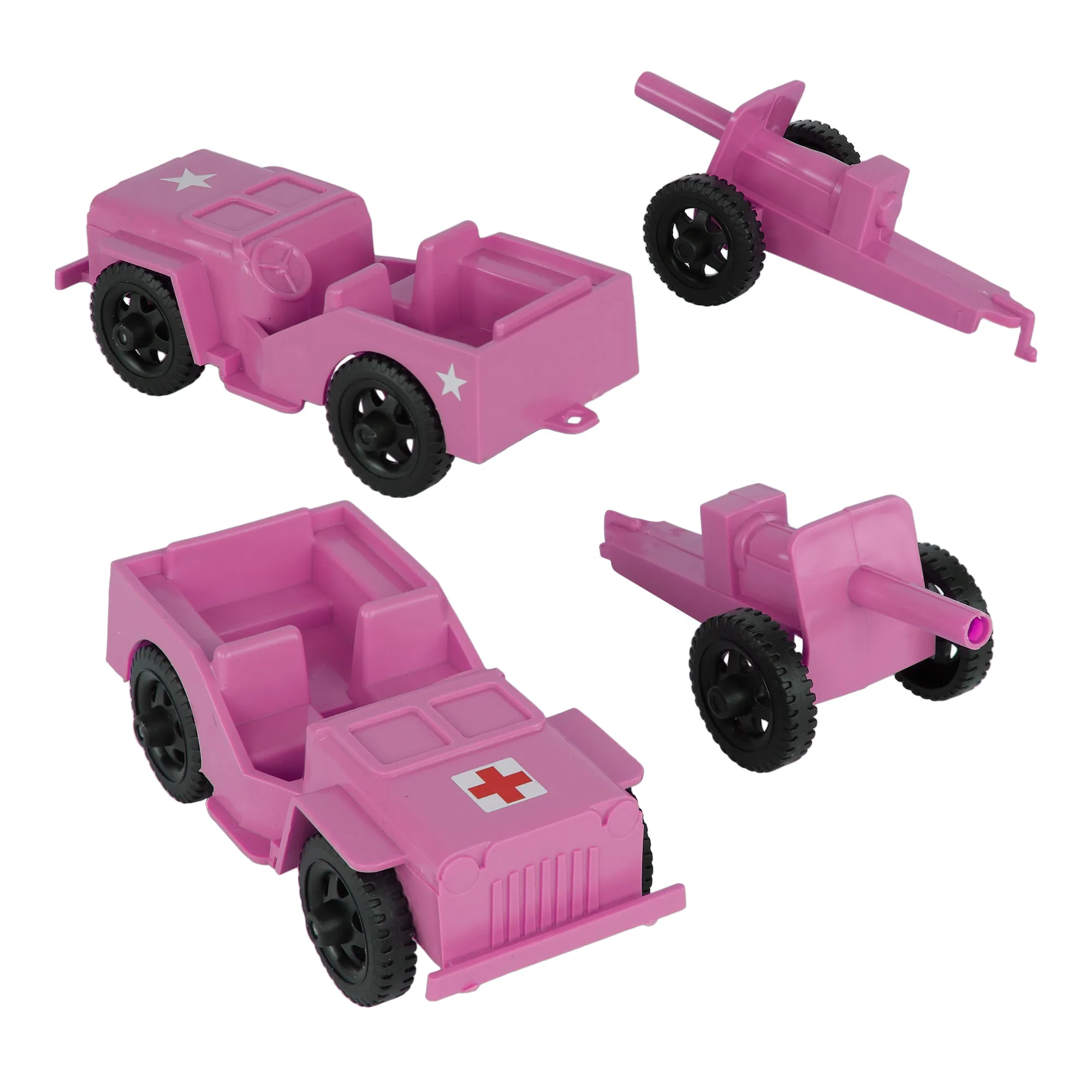 TimMee COMBAT PATROL Willys & Artillery - Pink 4pc Playset USA Made