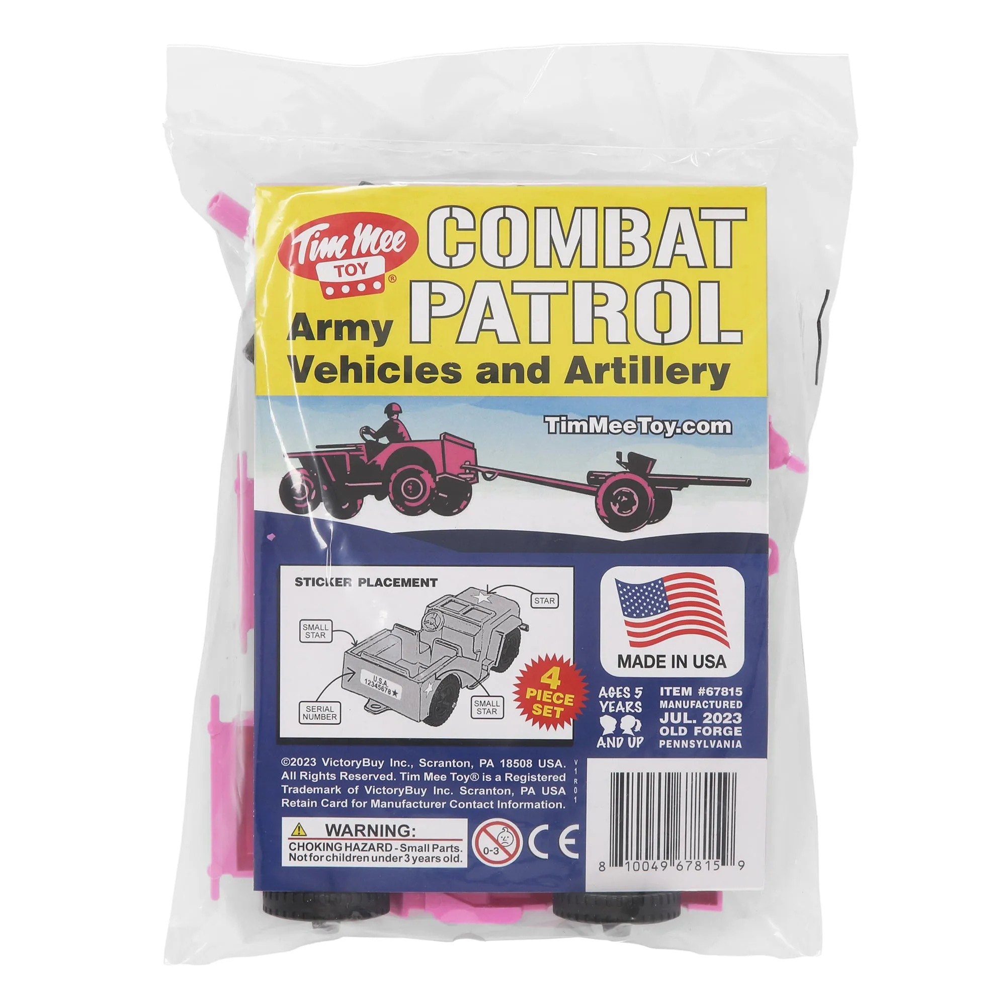 TimMee COMBAT PATROL Willys & Artillery - Pink 4pc Playset USA Made