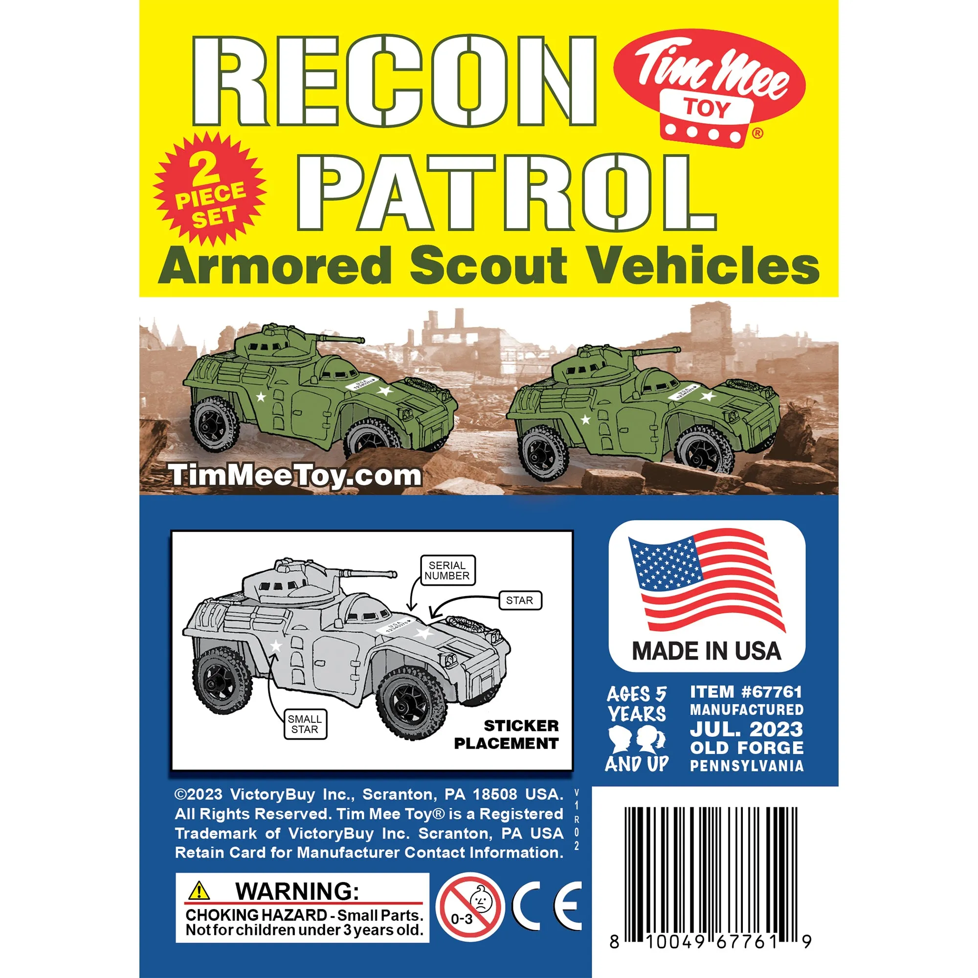 TimMee RECON PATROL Armored Cars - OD Green Plastic Army Men Scout Vehicles