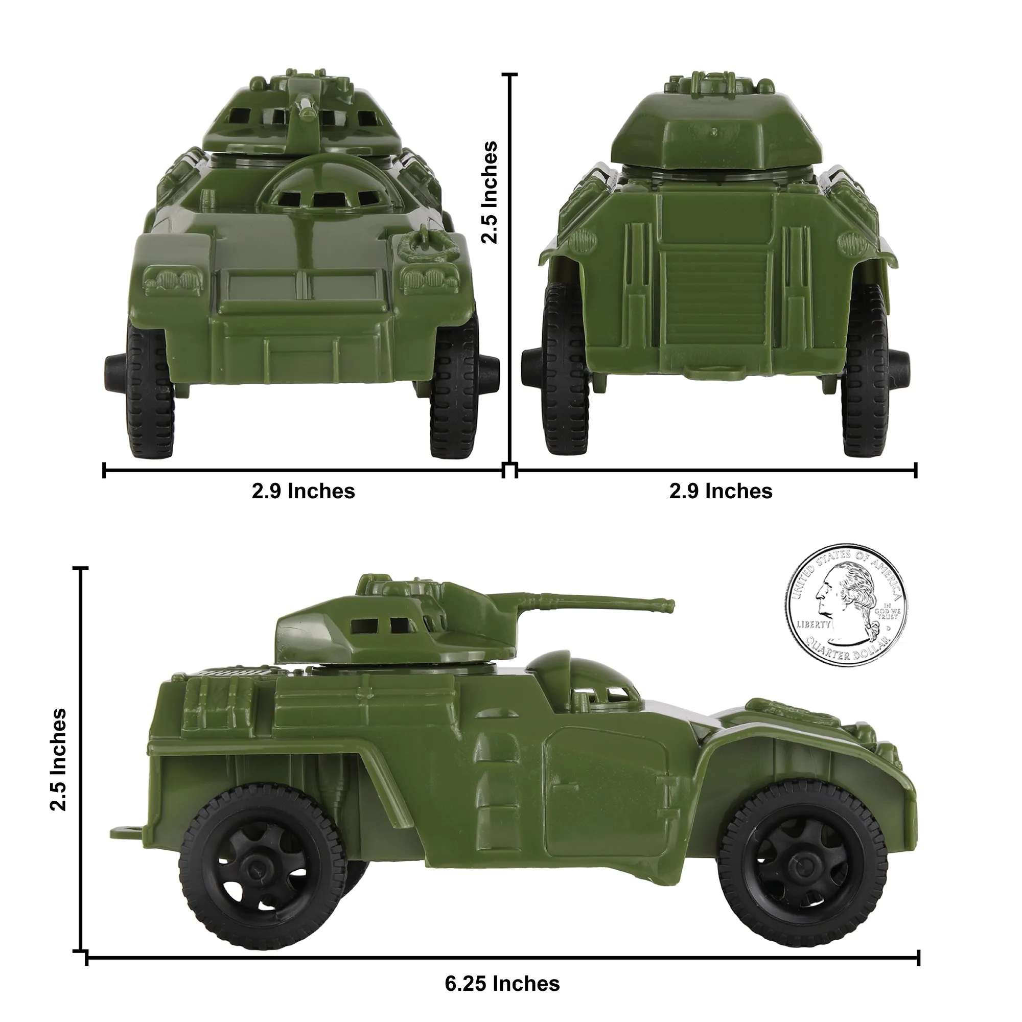 TimMee RECON PATROL Armored Cars - OD Green Plastic Army Men Scout Vehicles