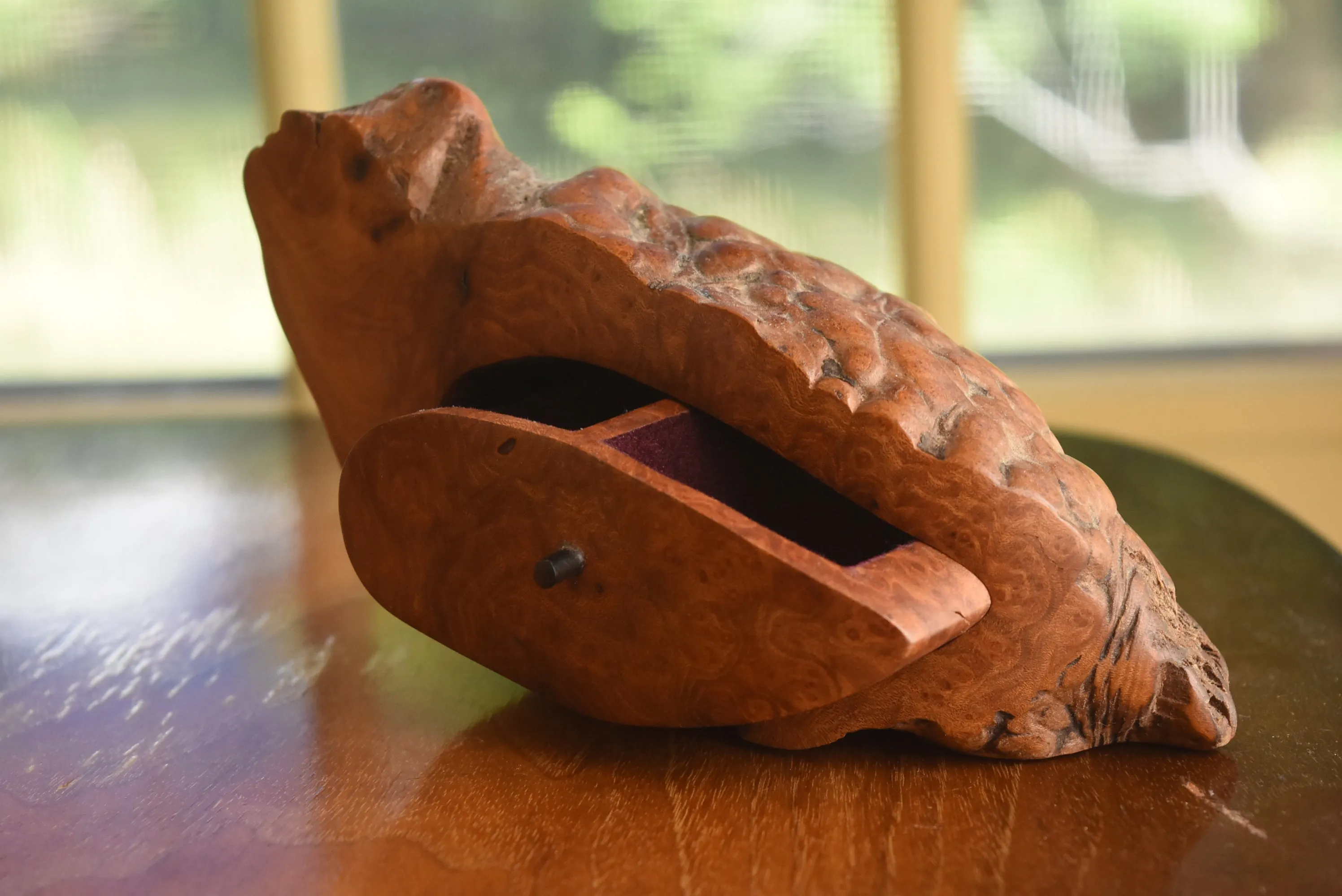 Vintage Hand Carved Wood Burl Storage