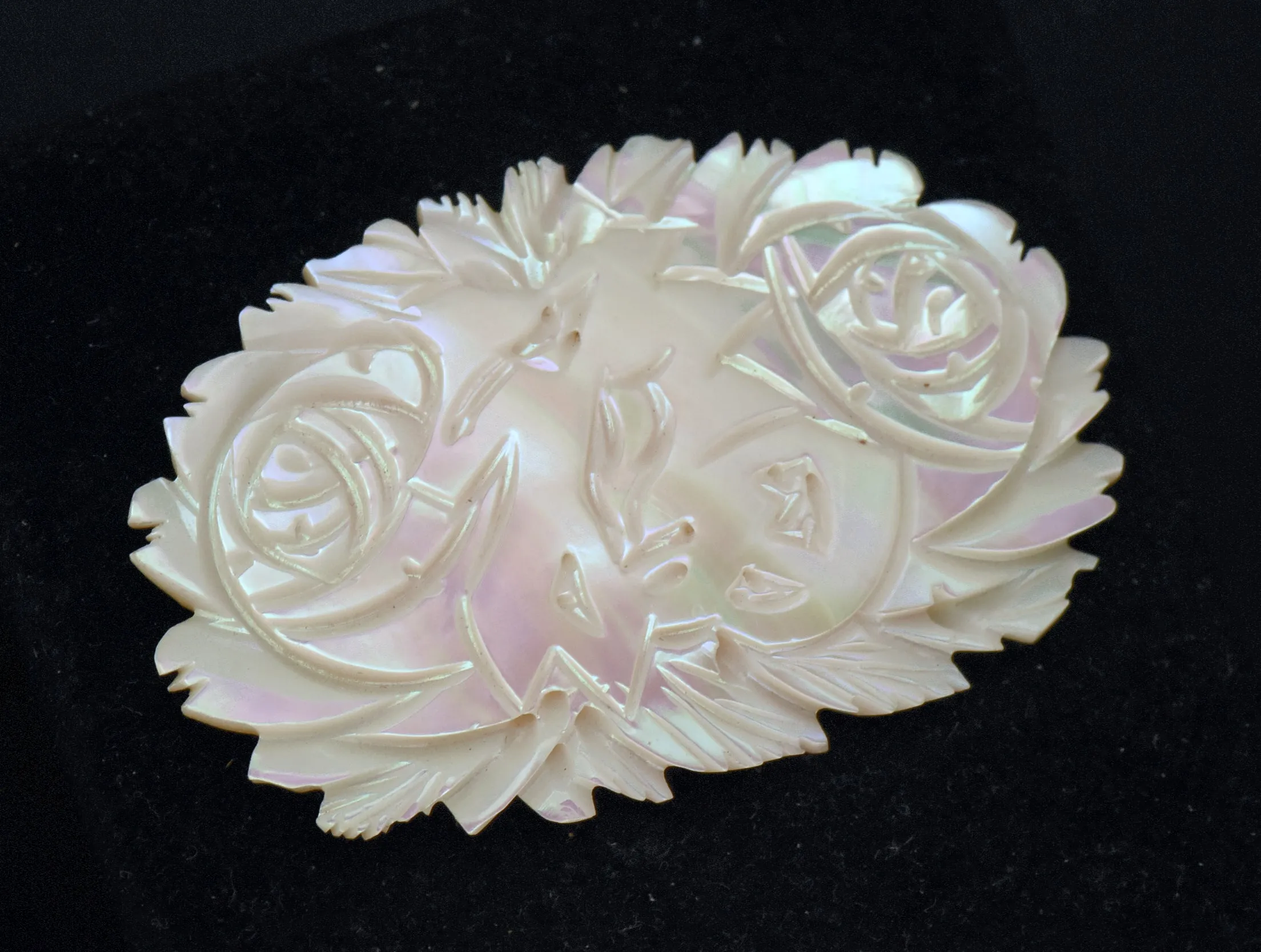 Vintage Handmade Carved Mother of Pearl Brooch - AS IS