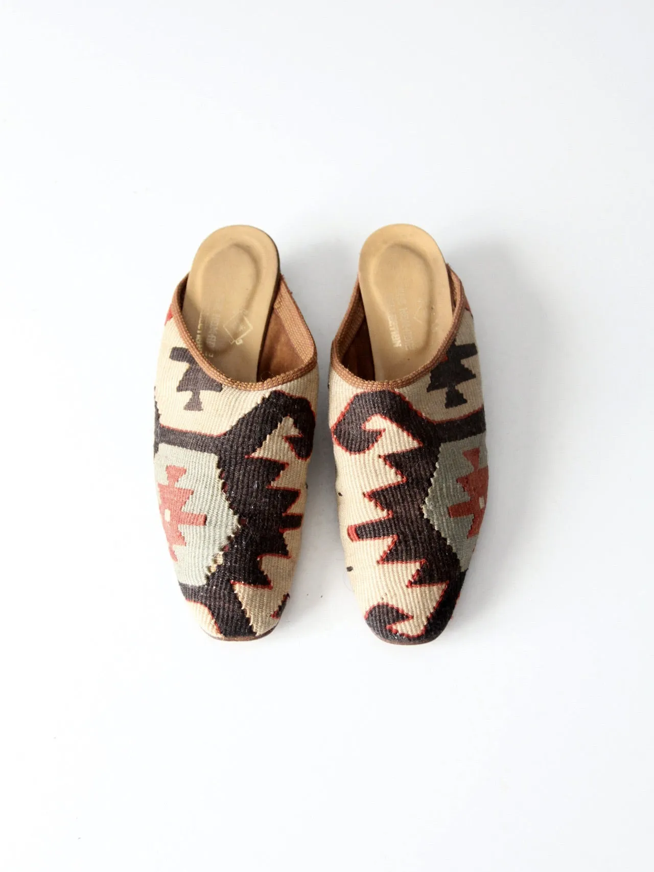 vintage kilim mules, size 8