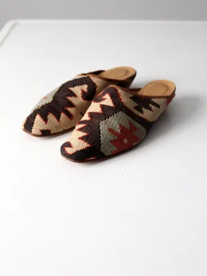 vintage kilim mules, size 8