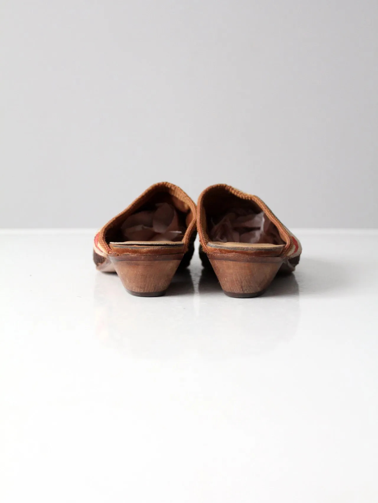 vintage kilim mules, size 8