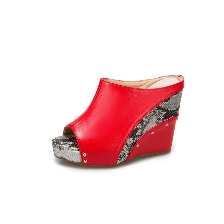 Windfish Color Block Serpentine Platform Wedge Heel