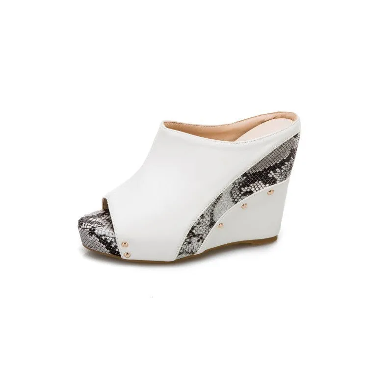 Windfish Color Block Serpentine Platform Wedge Heel