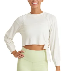 Women's Crop Tie Tennis Pullover White