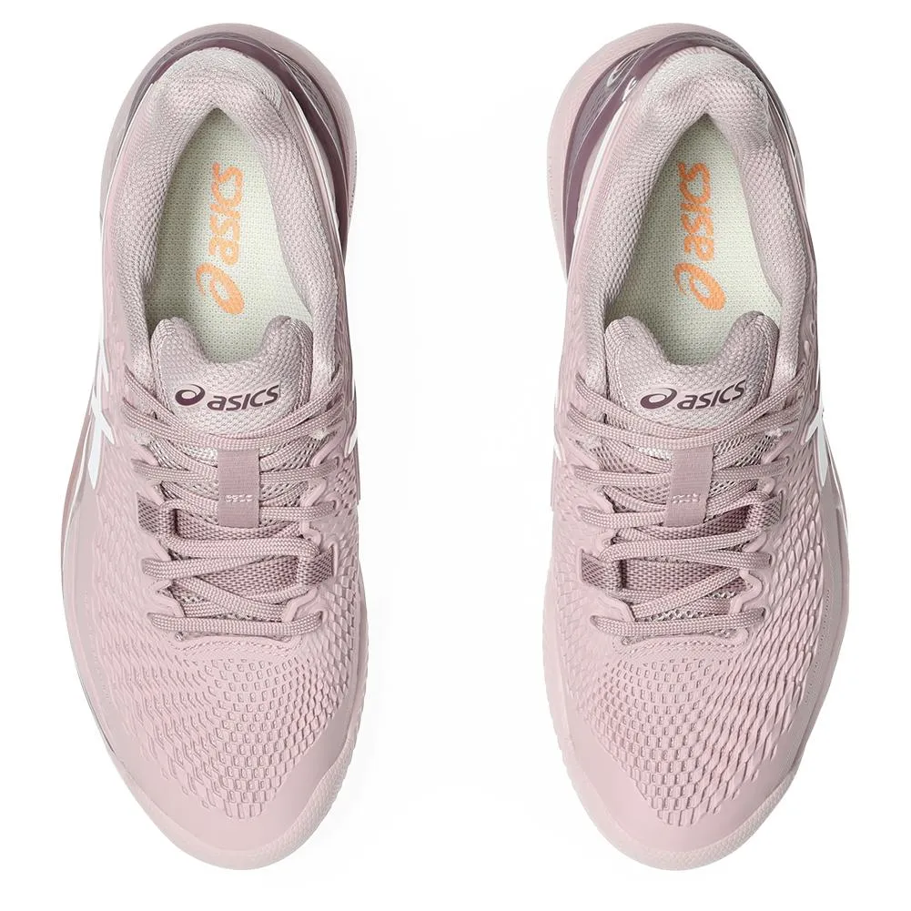 Womens Gel-Resolution 9 Clay Tennis Shoes Watershed Rose and White