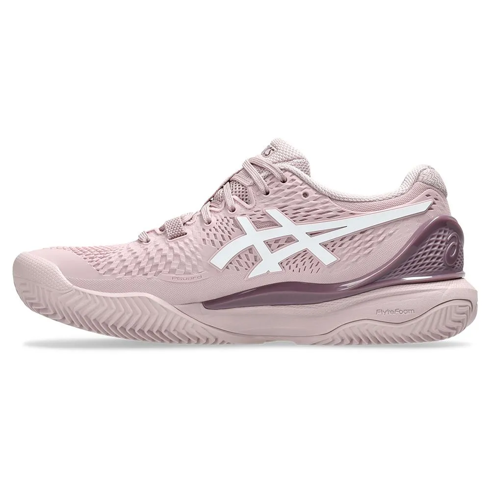 Womens Gel-Resolution 9 Clay Tennis Shoes Watershed Rose and White