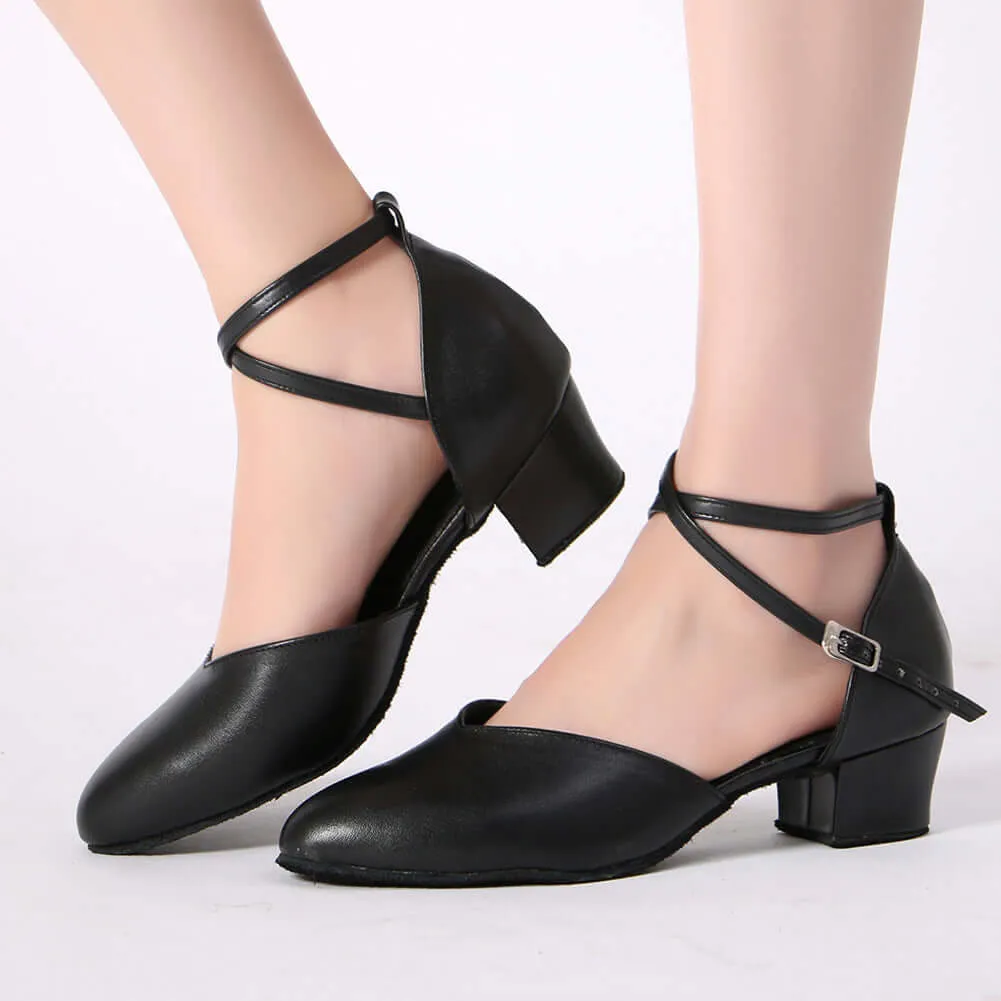 Women's Pumps Ballroom Dance Shoes Suede Sole Closed-toe Party Wedding Footwear Black