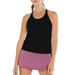 Women's Rib Tennis Tank with Bra Black