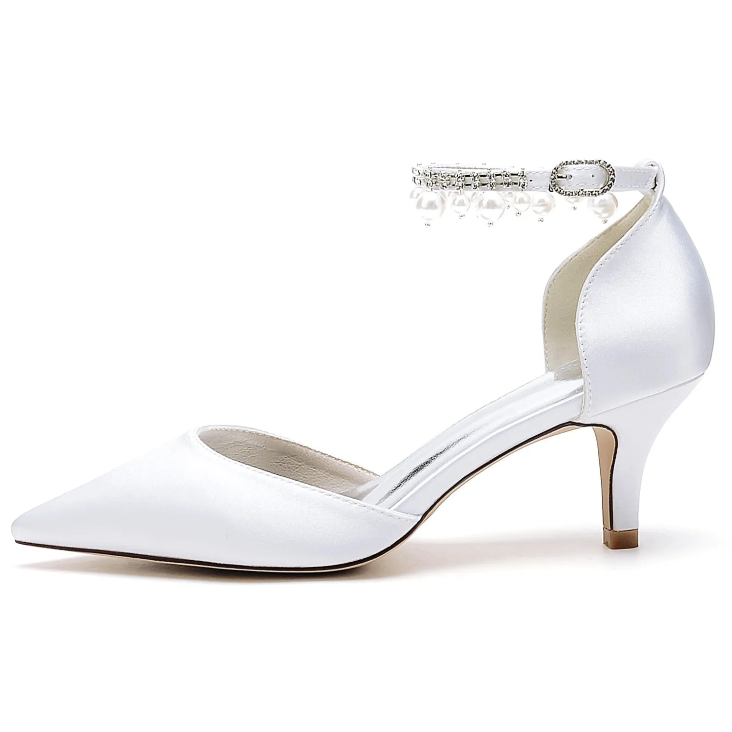 Women's Satin Stiletto Heel Closed Toe With Rhinestone Wedding Shoes Bridal Shoes